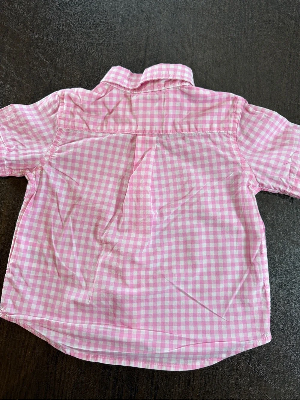 Ralph Lauren Pink Gingham Short-Sleeve Button-Down Shirt - Boys Sz 12M